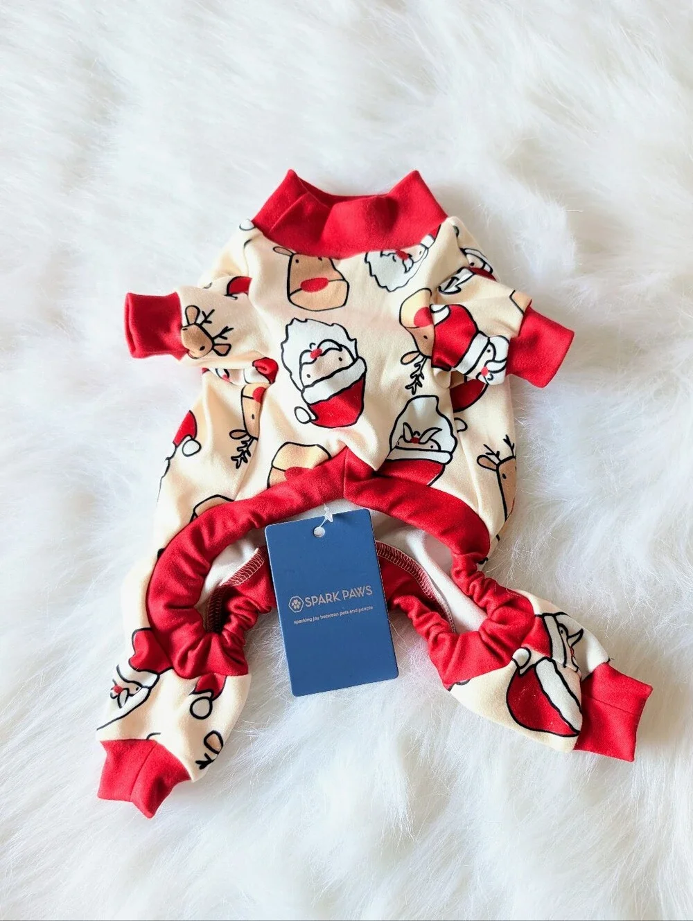 Dog Pajamas, Onesie, Santa, Reindeer, Holiday, Christmas, Small, New, Spark Paws